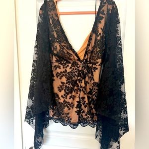 DO + BE cream and black lace romper.  New with tags!